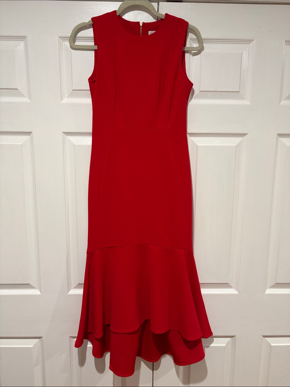 Calvin Klein Red Sleeveless Mermaid Hem Dress